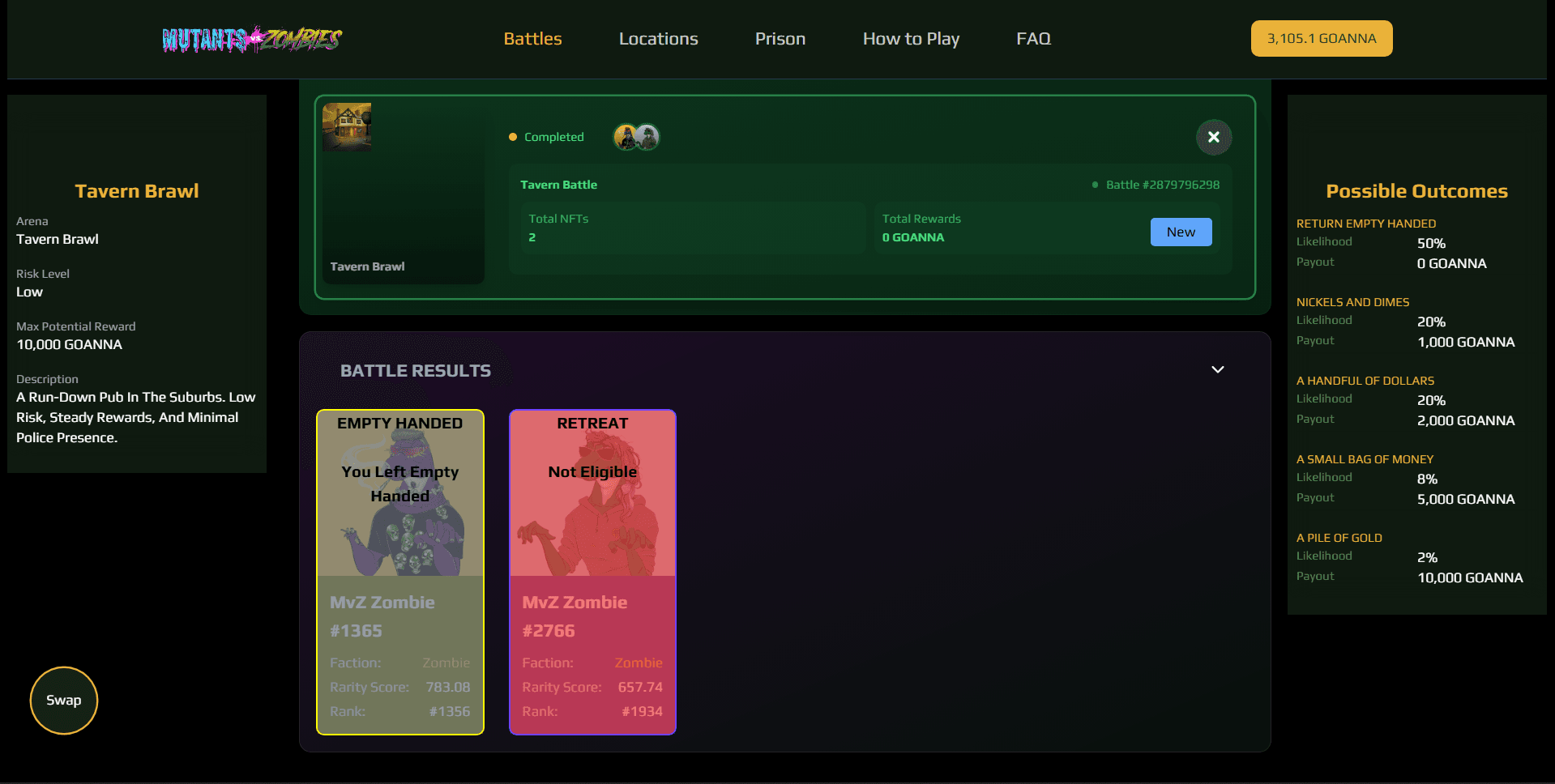 Mutant Vs Zombies Battles. user interface