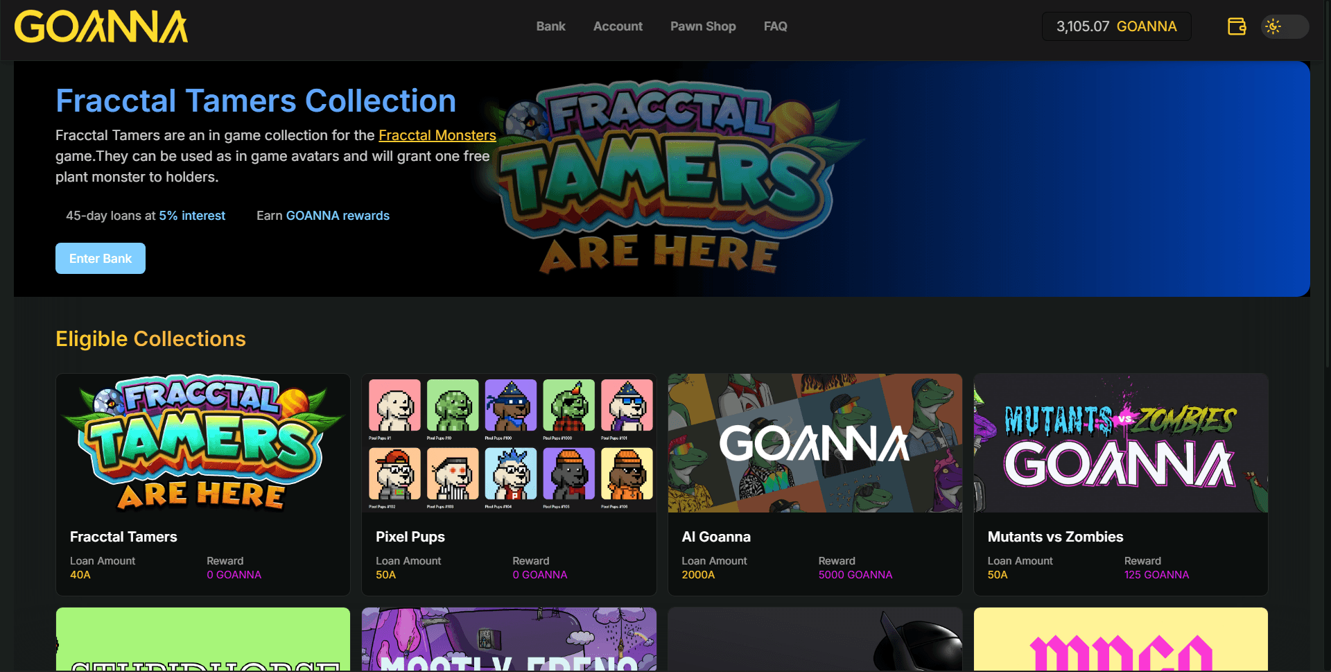 Goanna Lending Platform user interface